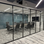 Flex Series Glass Conference Room Walls with Black Frame Finish #1702