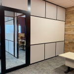 Flex Series meeting rooms with black frame whiteboard and vinyl wrapped gypsum wall board #1703