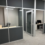 Flex Series private offices with tackable fabric wall panels and glass #1713