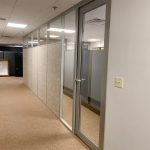 Vinyl wrapped gypsum wall glass clerestory demountable wall offices #1758