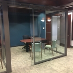 Freestanding demountable glass office walls brownstone frame finish - View Series #1714